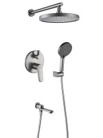 Душевая система встраиваемая Shevanik S4335T, оружейная сталь