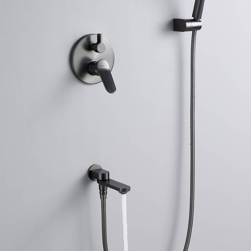 Душевая система встраиваемая Shevanik S4335T, оружейная сталь