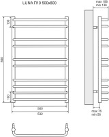 Полотенцесушитель электрический Lemark Luna П10 50x80 Полотенцесушитель электрический Lemark Luna П10 50x80