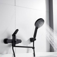 Смеситель для ванны с длинным изливом и лейкой (кран для ванны) Shevanik S4322H, черный