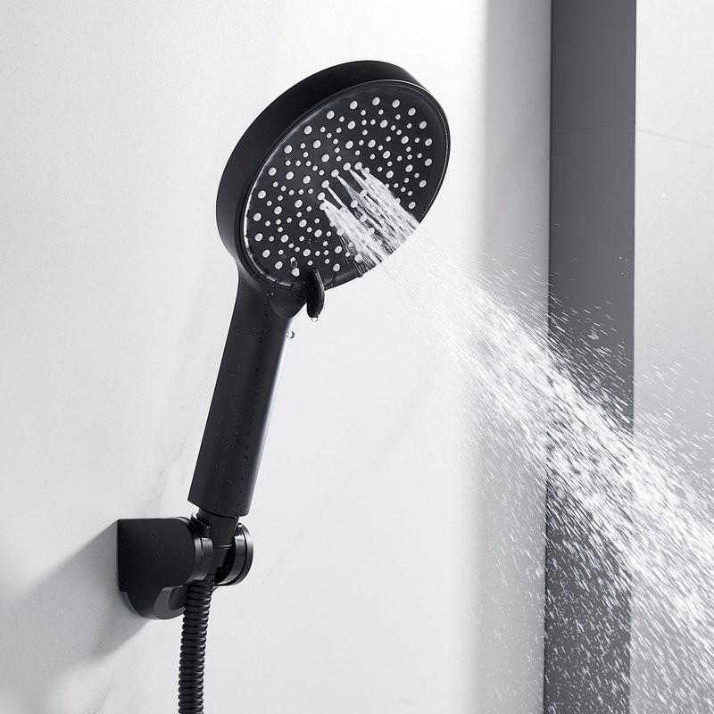 Смеситель для ванны с длинным изливом и лейкой (кран для ванны) Shevanik S4322H, черный