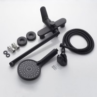 Смеситель для ванны с длинным изливом и лейкой (кран для ванны) Shevanik S4322H, черный