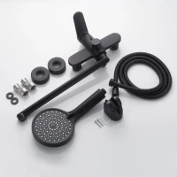 Смеситель для ванны с длинным изливом и лейкой (кран для ванны) Shevanik S4322H, черный