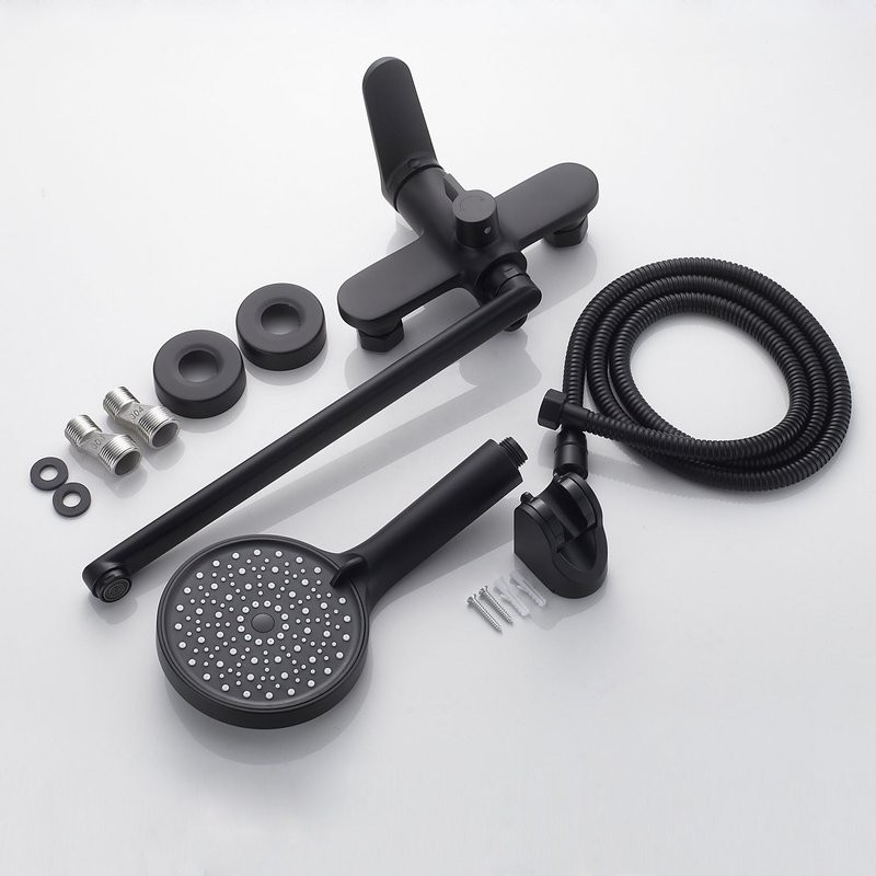 Смеситель для ванны с длинным изливом и лейкой (кран для ванны) Shevanik S4322H, черный