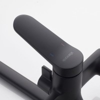 Смеситель для ванны с длинным изливом и лейкой (кран для ванны) Shevanik S4322H, черный