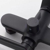 Смеситель для ванны с длинным изливом и лейкой (кран для ванны) Shevanik S4322H, черный