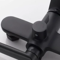 Смеситель для ванны с длинным изливом и лейкой (кран для ванны) Shevanik S4322H, черный