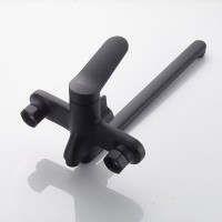 Смеситель для ванны с длинным изливом и лейкой (кран для ванны) Shevanik S4322H, черный