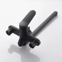 Смеситель для ванны с длинным изливом и лейкой (кран для ванны) Shevanik S4322H, черный