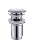 Донный клапан для раковины Abber AF0010 с переливом, глянцевый хром