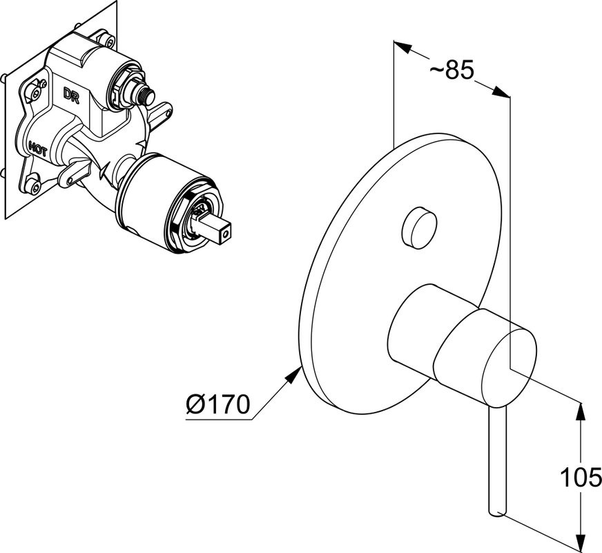 Встраиваемый смеситель для душа и ванны Kludi Bozz 386595376 С ВНУТРЕННЕЙ ЧАСТЬЮ, матовый белый