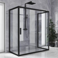 Душевой уголок Kubele DE019 R2U-CLN-BLMT 120х90 см, профиль матовый черный