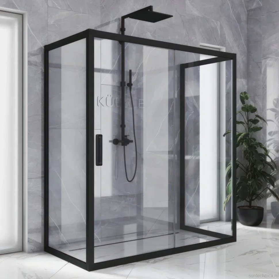 Душевой уголок Kubele DE019 R2U-CLN-BLMT 120х90 см, профиль матовый черный