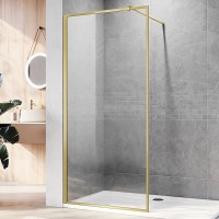 Душевая перегородка Veconi Korato KR81G-90-01-C8 90 см, профиль брашированное золото, стекло прозрачное