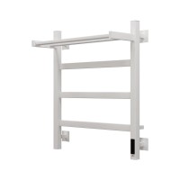 Полотенцесушитель электрический Grota Lore 530х600 RAL9016 EL 60x55 см, подключение справа, слева, скрытое подключение справа, матовый белый, лесенка, из стали, с полкой