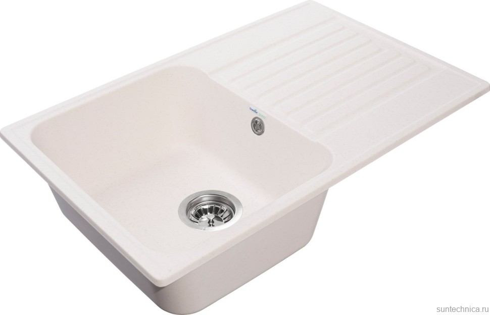 Комплект Мойка GranFest Quarz Z78 белый + Смеситель Lemark Comfort LM3075C-White с гибким изливом, хром, белый