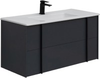 Тумба с раковиной Allen Brau Reality 100 подвесная, антрацит матовый, раковина Fantasy Flat 102x47, белая