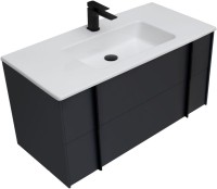 Тумба с раковиной Allen Brau Reality 100 подвесная, антрацит матовый, раковина Fantasy Flat 102x47, белая