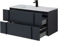 Тумба с раковиной Allen Brau Reality 100 подвесная, антрацит матовый, раковина Fantasy Flat 102x47, белая