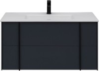 Тумба с раковиной Allen Brau Reality 100 подвесная, антрацит матовый, раковина Fantasy Flat 102x47, белая