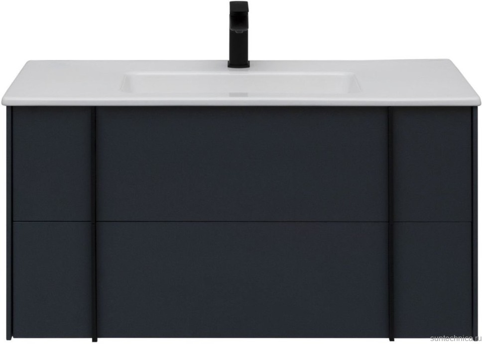 Тумба с раковиной Allen Brau Reality 100 подвесная, антрацит матовый, раковина Fantasy Flat 102x47, белая