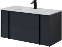 Тумба с раковиной Allen Brau Reality 100 подвесная, антрацит матовый, раковина Fantasy Flat 102x47, белая