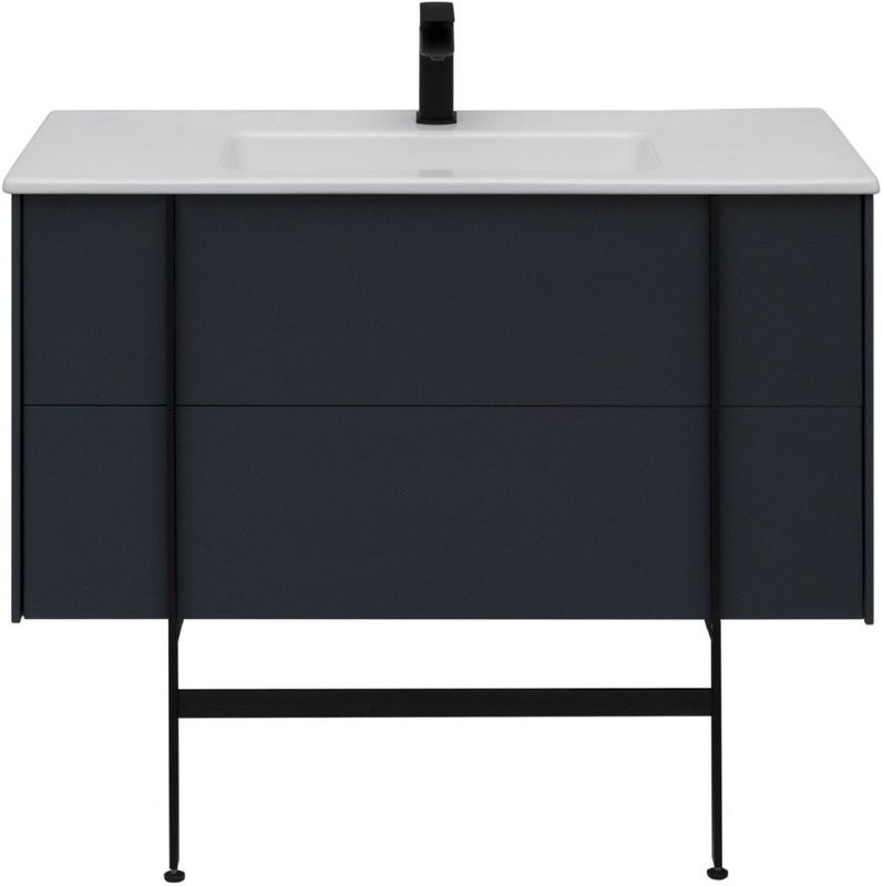 Тумба с раковиной Allen Brau Reality 100 подвесная, антрацит матовый, раковина Fantasy Flat 102x47, белая
