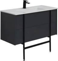 Тумба с раковиной Allen Brau Reality 100 подвесная, антрацит матовый, раковина Fantasy Flat 102x47, белая