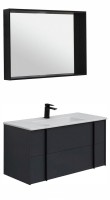 Тумба с раковиной Allen Brau Reality 100 подвесная, антрацит матовый, раковина Fantasy Flat 102x47, белая
