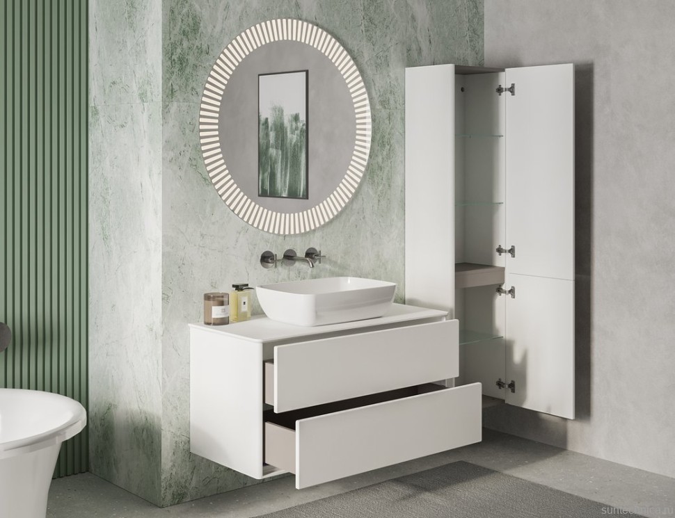 Шкаф-пенал для ванной Belux Джаз белый глянцевый