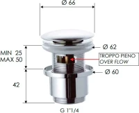 Донный клапан для раковины Remer 905CC2114 с переливом, хром Донный клапан для раковины Remer 905CC2114 с переливом, хром