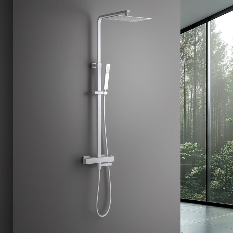 Душевая стойка Timo Tetra-Thermo SX-0169/16 с термостатом, матовая белая