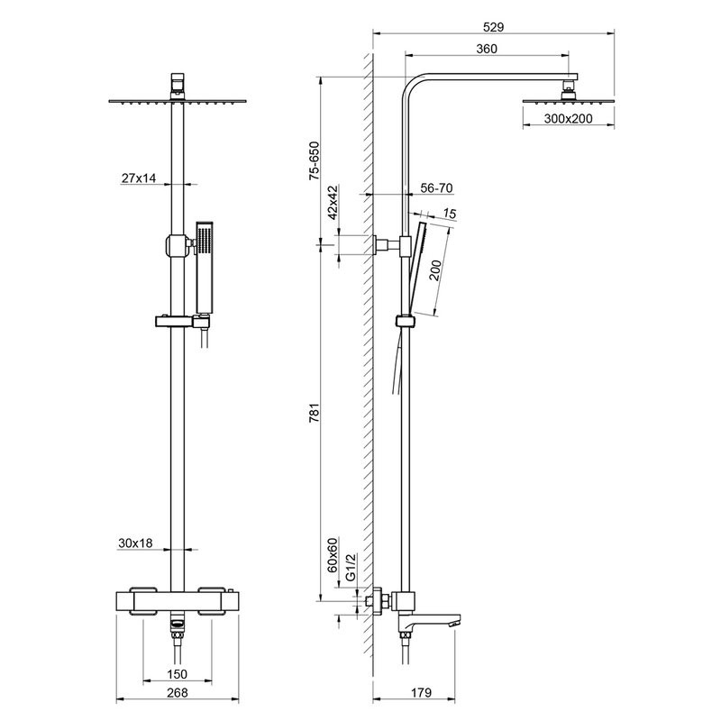 Душевая стойка Timo Tetra-Thermo SX-0169/16 с термостатом, матовая белая
