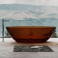Акриловая ванна Abber Kristall AT9702 Opal 180x85 см, отдельностоящая, коричневая, овальная, с донным клапаном