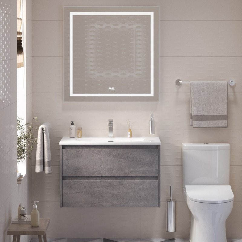 Тумба с раковиной BelBagno Kraft 39 80 cemento grigio, раковина BB-8099-3-80