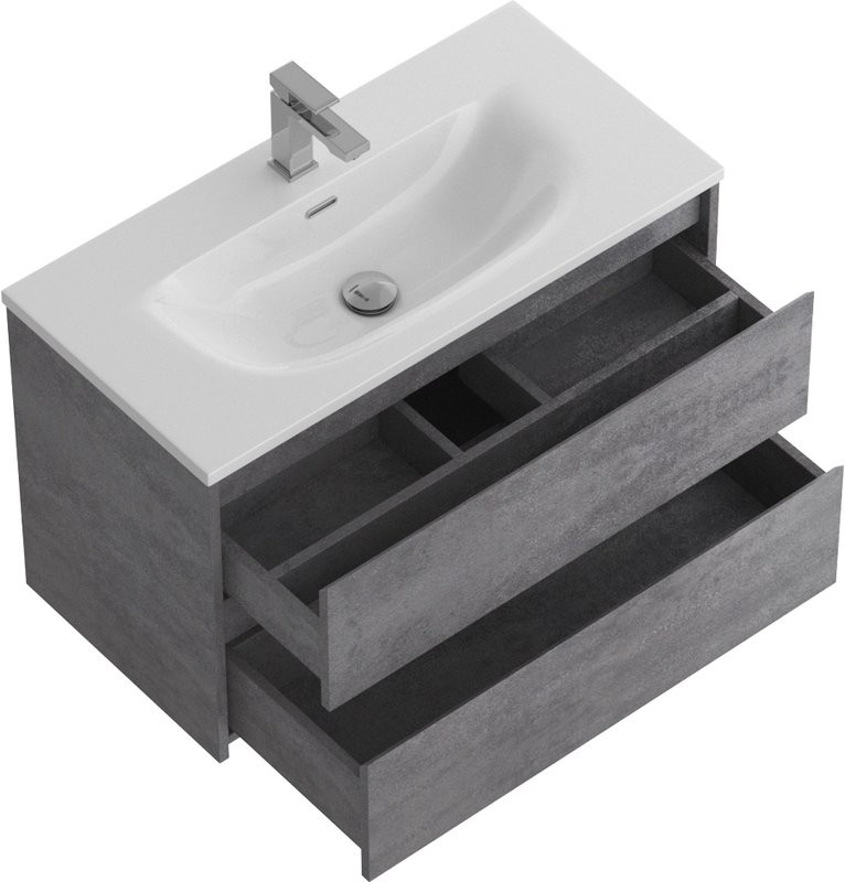 Тумба с раковиной BelBagno Kraft 39 80 cemento grigio, раковина BB-8099-3-80