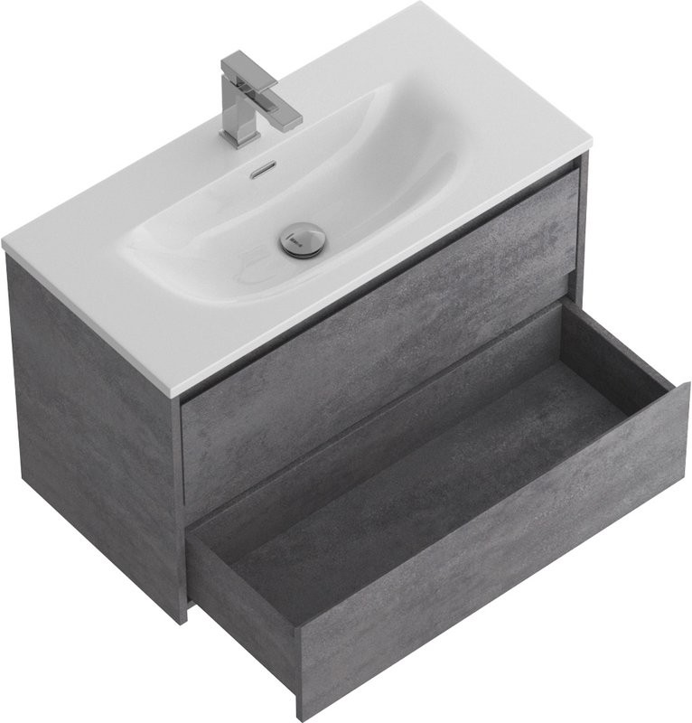 Тумба с раковиной BelBagno Kraft 39 80 cemento grigio, раковина BB-8099-3-80