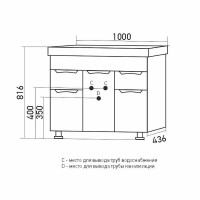 Тумба д/ванной "ЭТЬЕН-100" под раковину Нелли -100 (MIXLINE) (ПВХ)