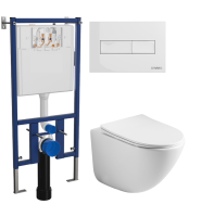 Комплект Унитаз подвесной Ceramicanova Mono CN1905 безободковый + Инсталляция DIWO + Кнопка 7320 белая