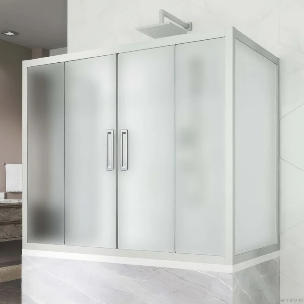 Шторка на ванну Kubele DE019 P4U-MAT-MT, 170х80 см, профиль матовый хром