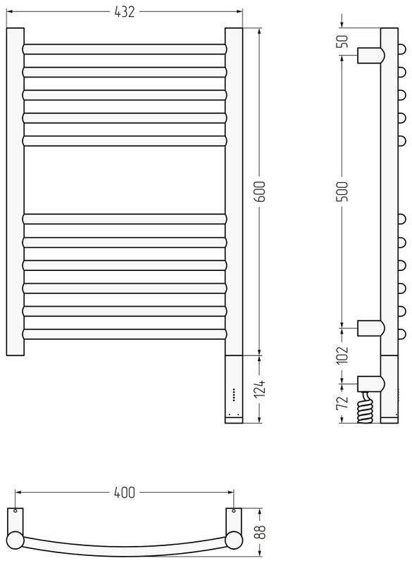 Полотенцесушитель электрический Сунержа Богема 3.1 071-6003-6040 70x45 см, подключение справа, сатин, лесенка