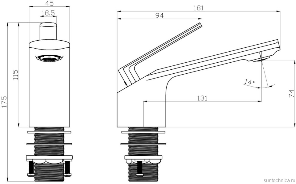 Смеситель для раковины Black&White Gravity 7104GM gun metal