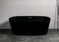 Акриловая ванна Ceruttispa Resia 170x75 см, отдельностоящая, черная, овальная, с каркасом, со сливом-переливом