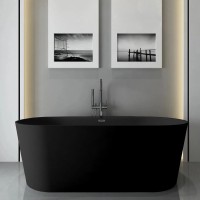 Акриловая ванна Ceruttispa Resia 170x75 см, отдельностоящая, черная, овальная, с каркасом, со сливом-переливом