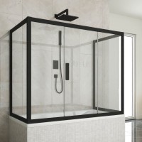Шторка на ванну Kubele DE019 P3U-CLN-BLMT, 170х80 см, профиль матовый черный