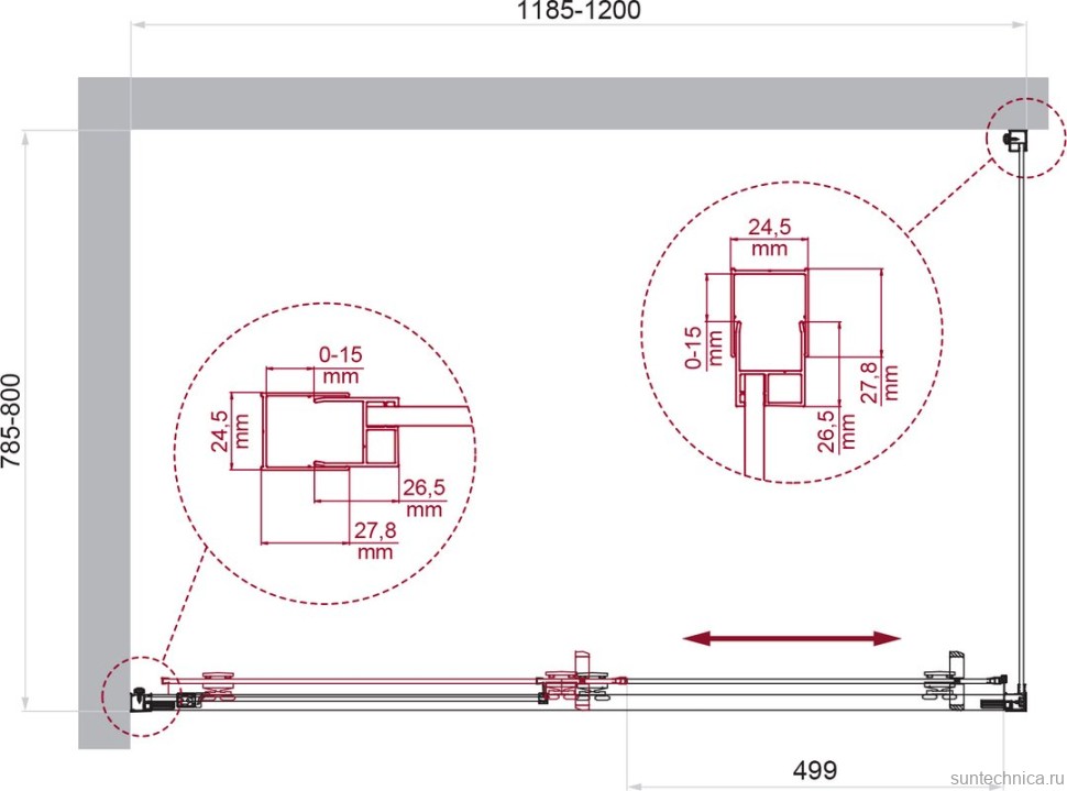 Душевой уголок BelBagno Luce AH-1-120/80-C-Cr профиль хром, стекло прозрачное