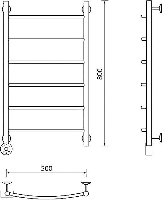 Полотенцесушитель электрический Маргроид Вид 4 04-8050-257L 80x50 L