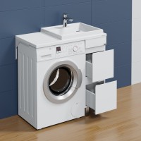 Тумба с раковиной СаНта Марс 29 R под стиральную машину, напольная, 2 ящика, светлая
