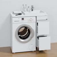 Тумба с раковиной СаНта Марс 29 R под стиральную машину, напольная, 2 ящика, светлая
