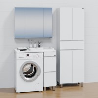 Тумба с раковиной СаНта Марс 29 R под стиральную машину, напольная, 2 ящика, светлая